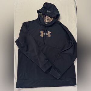 Under Armour Black Pullover with Camo Logo. 
Size XL
Used